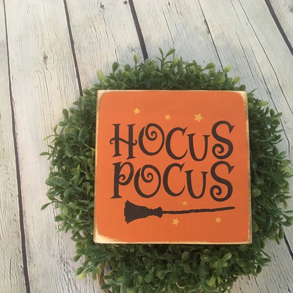 Hocus Pocus wood sign, Tiered Tray, shelf sitter block, fall decor, mini sign, home decor,  Halloween, witches and spells