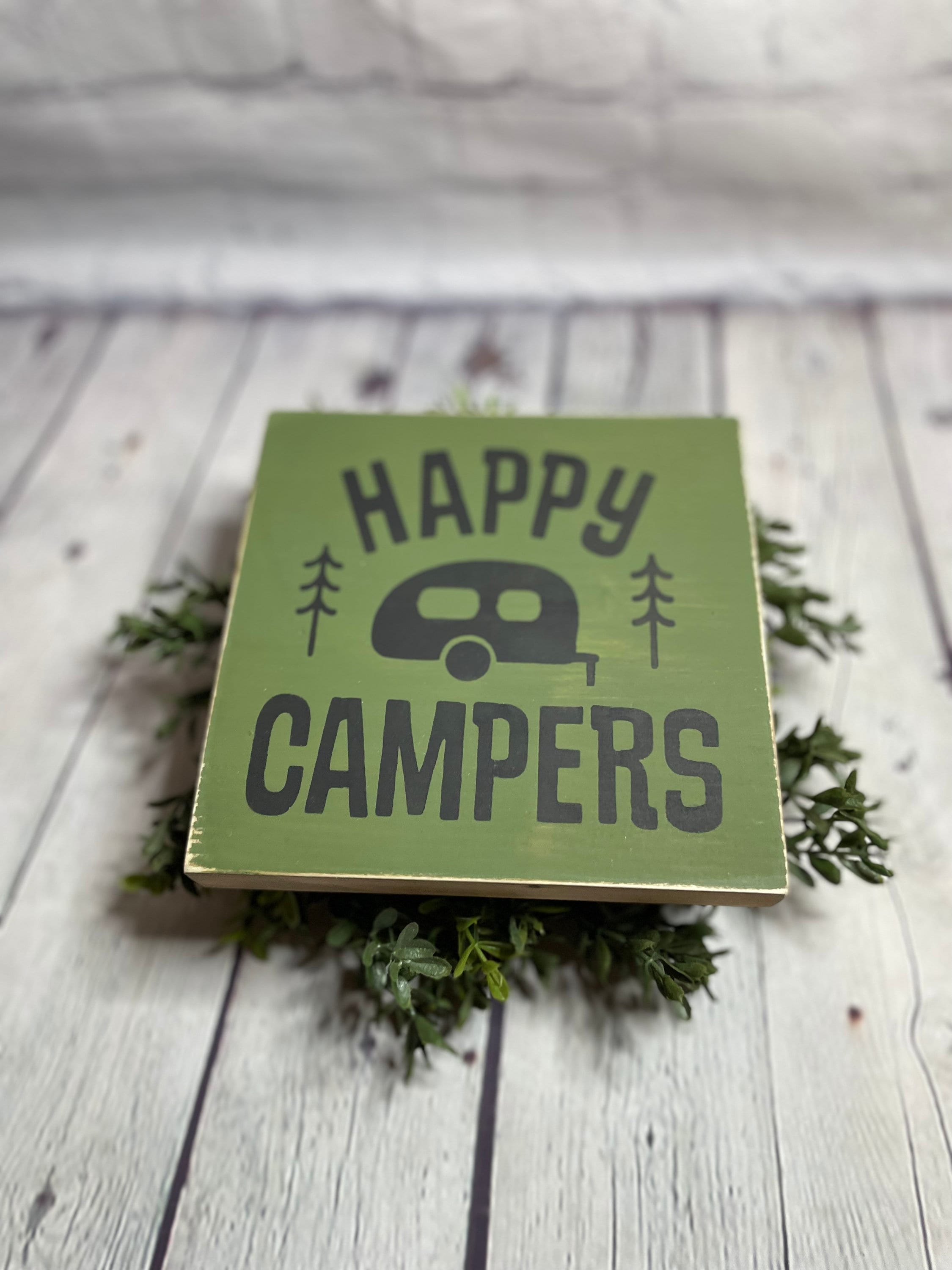 Panneau en bois Happy Campers, décoration de camping-car