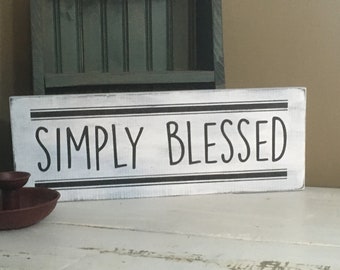 blessed wood sign, Simply Blessed, home decor,  primitive, rustic, farmhouse decor, farmhouse style, country decor
