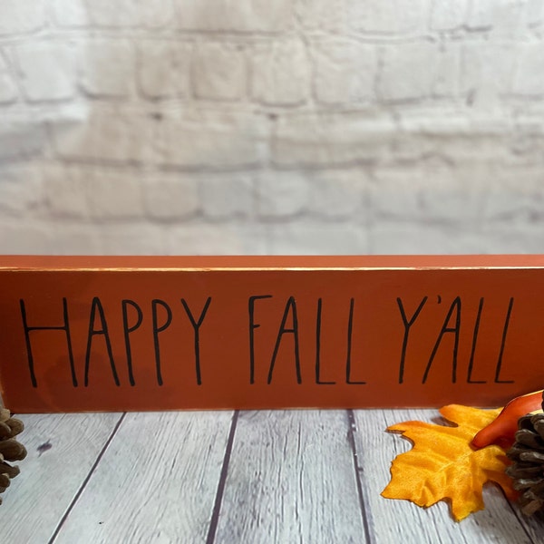 Happy Fall wood sign, fall sign, Tiered Tray decor, shelf sitter block, home decor, mantle display