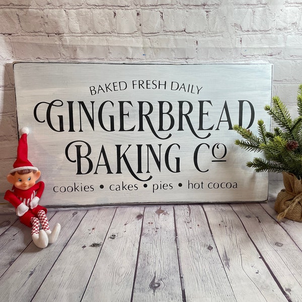 Gingerbread Baking co. wood sign, farmhouse, primitive, country, home decor