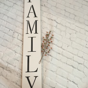 Family sign wood, primitive, rustic, farmhouse, colonial, gallery wall, vertical sign