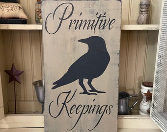 Primitive Keepings Crow sign, country, colonial, farmhouse, early goods, primitives