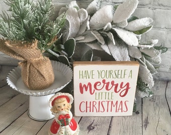 Tiered Tray, Merry Christmas, shelf sitter block, farmhouse, holiday decor, tiered tray accessory, mini sign, Christmas, small signs