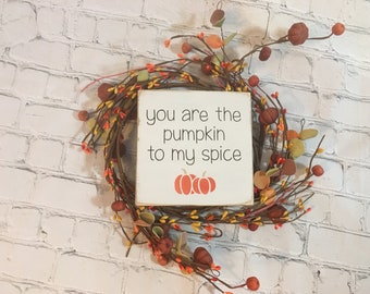 Pumpkin spice sign, Tiered Tray decor, shelf sitter block, fall decor, mini sign, home decor, farmhouse decor, primitive, autumn