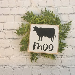 Cow wood sign, Tiered Tray, shelf sitter block, farmhouse decor