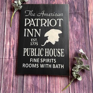 Primitive Tavern wood sign, Patriot Inn, primitive decor, colonial America, farmhouse, folk art, early American, early goods, public house