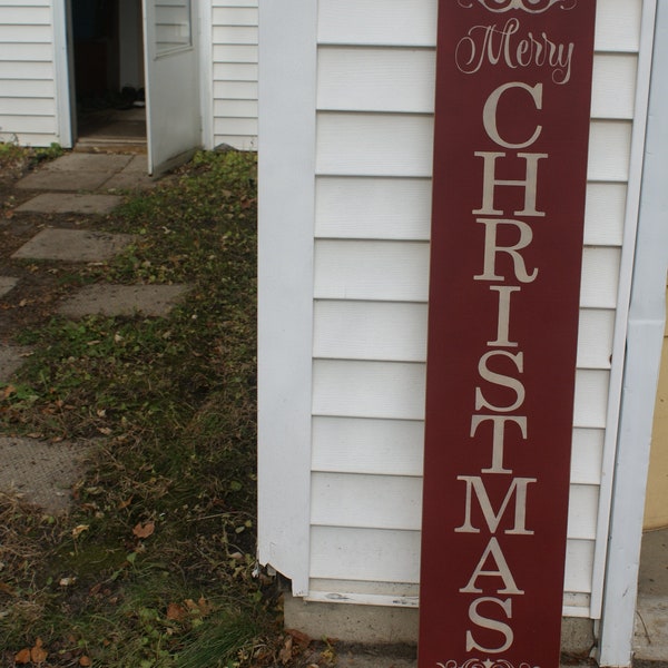 Merry Christmas sign/ tall porch decorating/ holiday/ seasonal/ home decor/ gift giving/ primitive/ country, front door leaner
