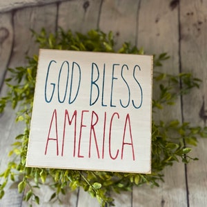 Tiered Tray, shelf sitter block, Americana, mini sign,  wood sign, home decor, 4th of July, military, patriotic, God Bless America