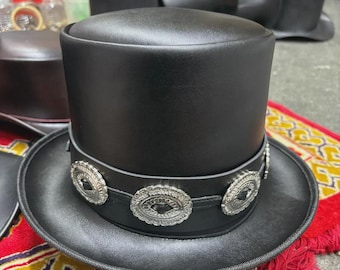 Sombrero de copa de cuero hecho a mano / Sombrero de calavera steampunk unisex forajido