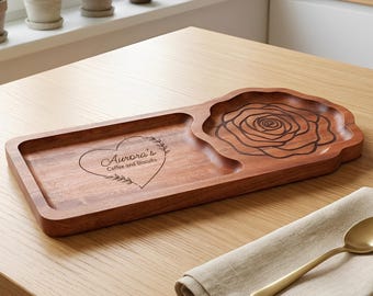名入れ木製ティー＆ビスケットボード、刻印入りお菓子トレイ、ティーボード、木製コーヒーお菓子ボード、母の日ギフト、記念日ギフト