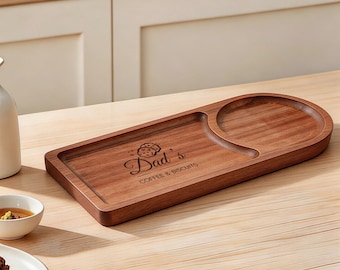 Tábua de chá e biscoitos personalizada em madeira, bandeja para doces gravada, tábua de chá, tábua de madeira para café e petiscos, presente para o Dia dos Pais, presente de aniversário
