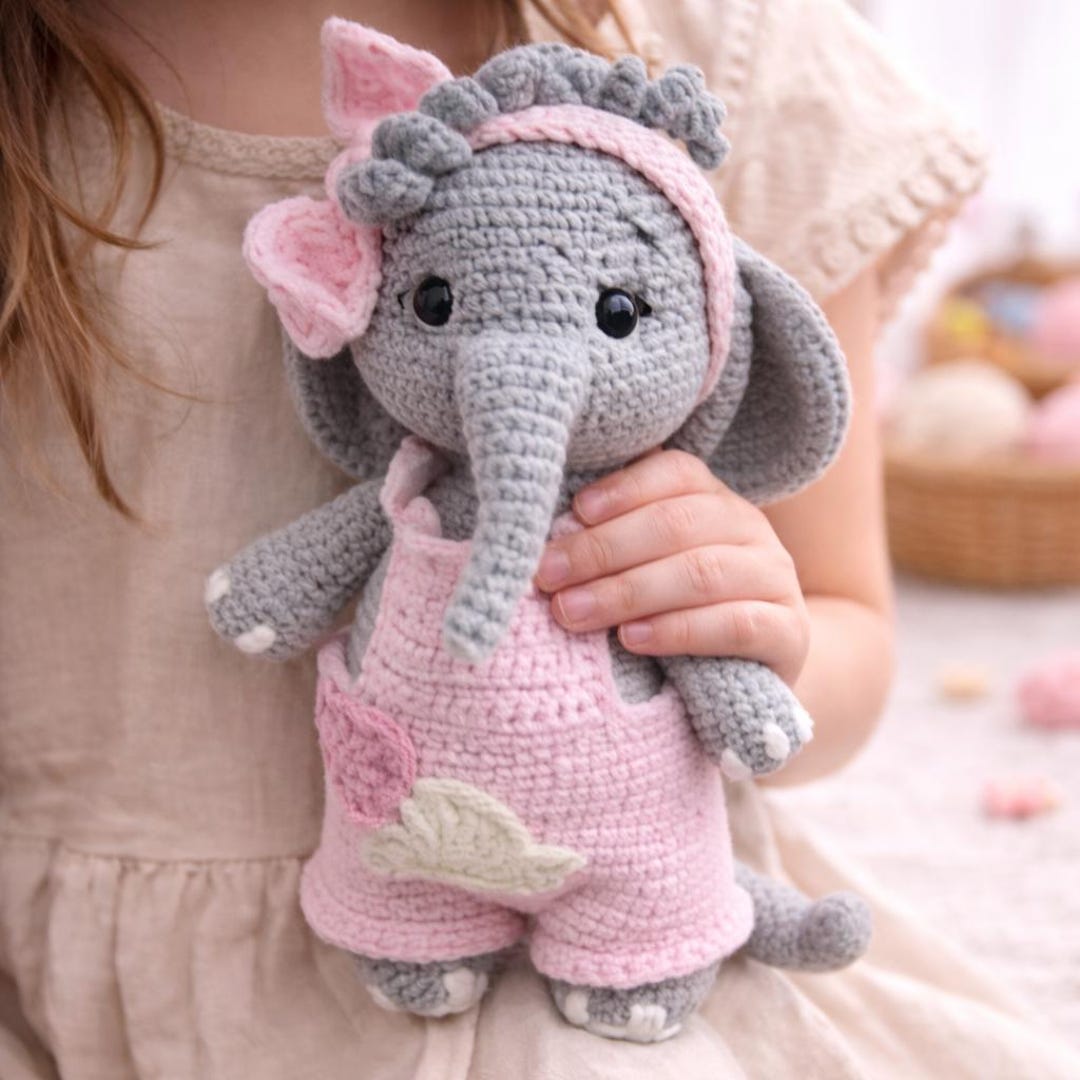Elephant Amigurumi Crochet Pattern PDF, Cute Baby Elephant Plush Toy ...