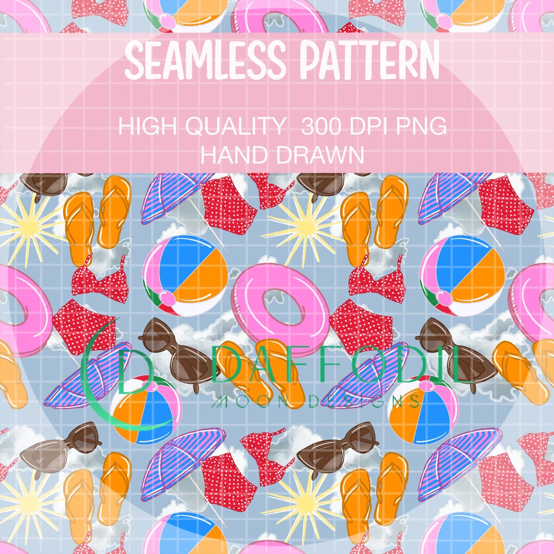 Sunny Polka Dot Bikini Seamless Pattern: Beach Day Design (digital ...