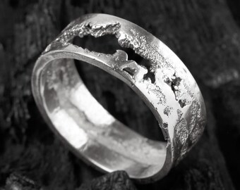 Crater Textured Sterling Silver Band | Lerna VIII
