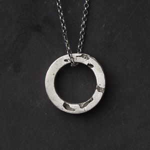 Ring Pendant Necklace For Men Handmade Mens Necklace in Sterling Silver Raw Gemstones Set In An Organic Textured Ring Pendant image 1