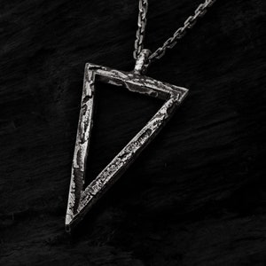 Silver Triangle Pendant | Mens Geometric Necklace | Triangular Pendant | Mens Necklace Triangle Pendant in Sterling Silver 925 | Deneb