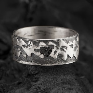 Thumb Ring | Raw Black Diamond In An Oxidised Silver Band | Rock And Roll Jewelry | Kaewkosin X
