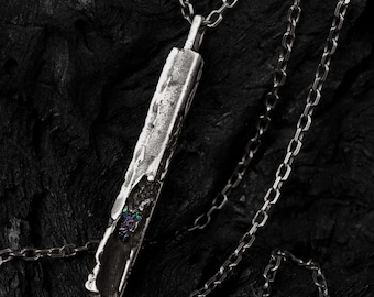 Bold Statement Necklace For Men | Raw, Stone Pendant | Muliphain