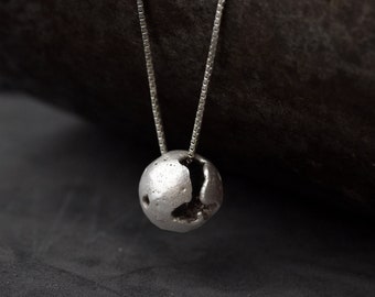 Silver Moon Necklace For Her - Sterling Silver Sphere Necklace - Bridesmaid Thank You Gift