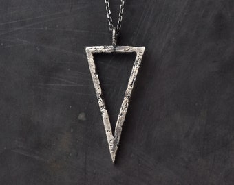 Silver Triangle Pendant - Mens Geometric Necklace - Triangular Pendant - Mens Necklace Triangle Pendant in Sterling Silver 925