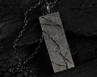 Tectonic Resilience Pendant | Oxidised Sterling Silver Necklace | Symbol of Strength & Renewal | Vega Pendant