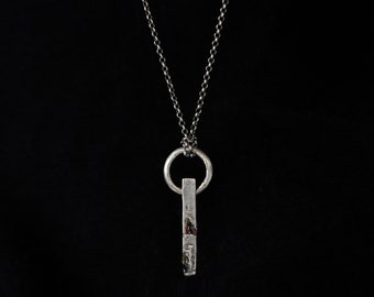 Collar de barra de plata esterlina personalizado, colgante de piedra preciosa de moissanita en bruto / Dilmun