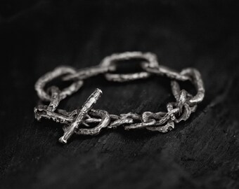 Handcrafted Rustic Sterling Silver Chain Bracelet | Gothic Boho Jewelry | Antares