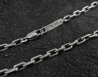 Mens Necklace Anchor Chain Oxidized Sterling Silver 3.1mm size