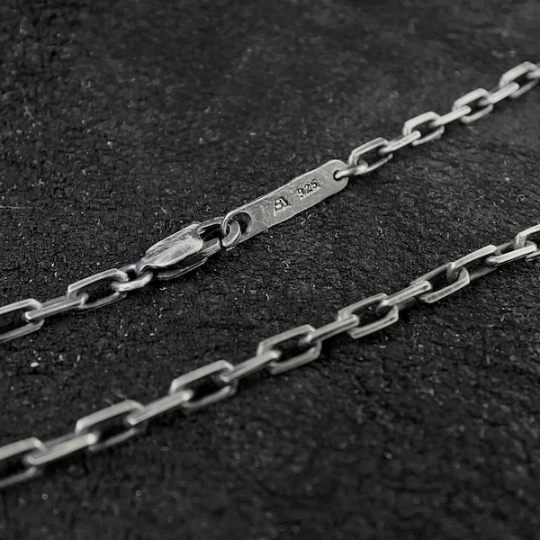 Collar para hombre con cadena de ancla en plata de ley oxidada de 3,1 mm.