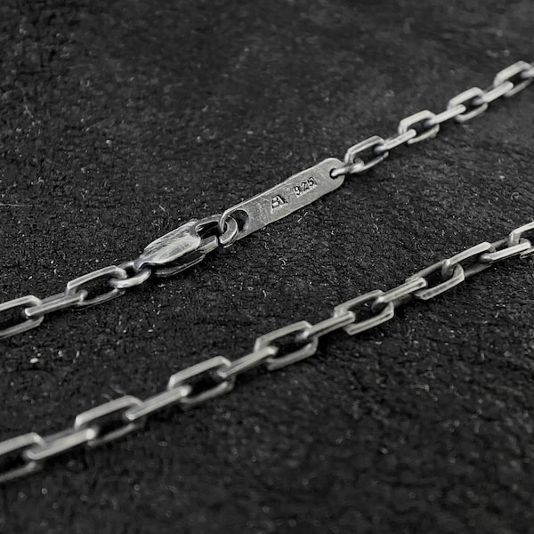 Mens Necklace Anchor Chain Oxidized Sterling Silver 3.1mm size