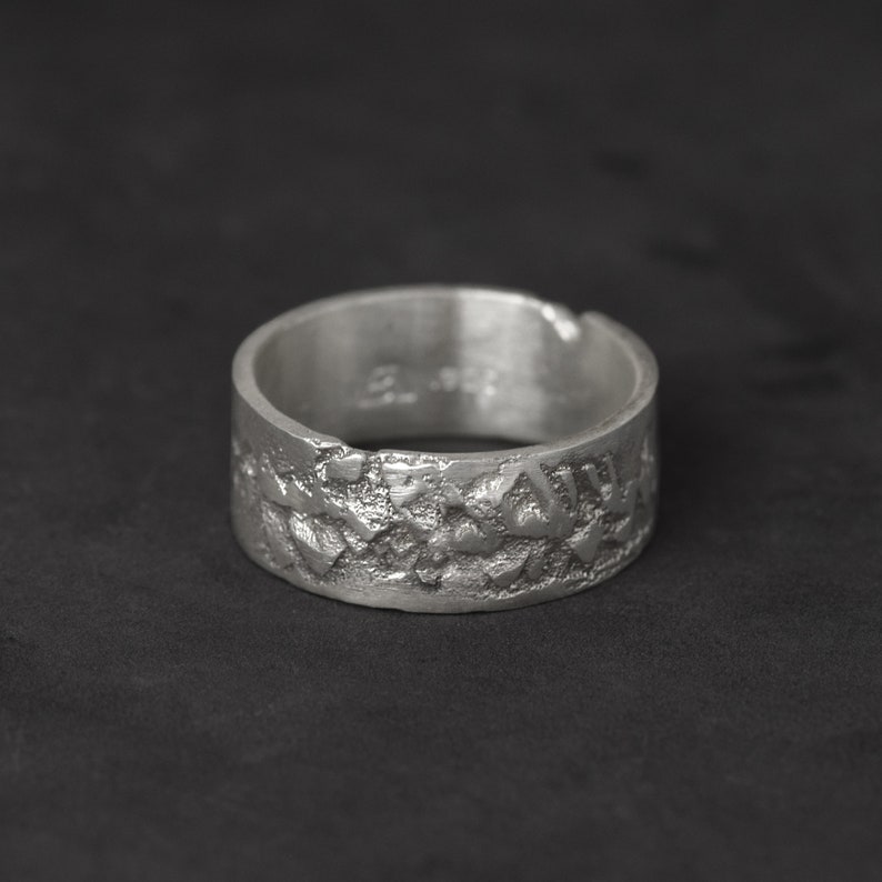 Mountain texture silver ring for men Silver