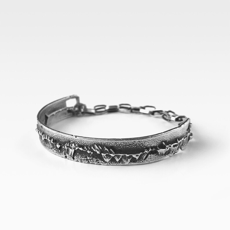 Rustic Silver Bangle Bracelet for Men 