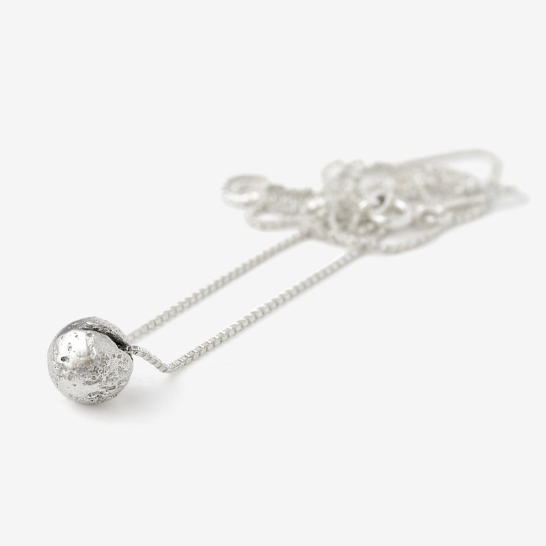 Silver Moon Necklace For Her Sterling Silver Sphere Necklace Bridesmaid Thank You Gift image 3