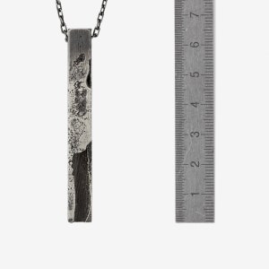 Chunky silver pendant for him with organic textures and a high quality silver anchor chain. image 6