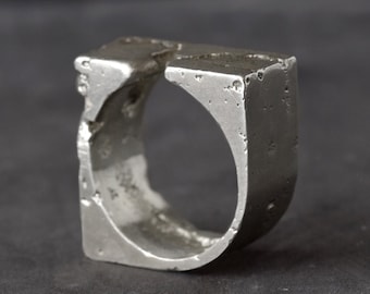 Chunky Ring For Men - Handmade In Sterling Silver - Industrial, Raw And Rustic