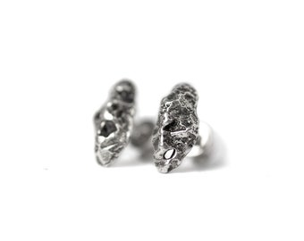 Unisex Silver Oxidized Earrings - Avant-Garde Artisan Jewelry for Edgy Style - Best-Selling Statement Earrings - Unique Metal Accessories