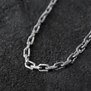 Mens Necklace Anchor Chain Oxidized Sterling Silver 2.3mm