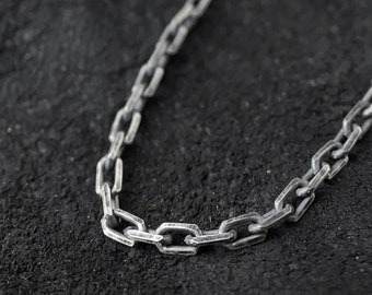 Mens Necklace Anchor Chain Oxidized Sterling Silver 2.3mm