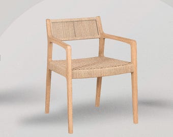 Archivo CNC para silla de comedor tejida / Planos de muebles estilo ratán / Imágenes DXF Step / Descarga instantánea.