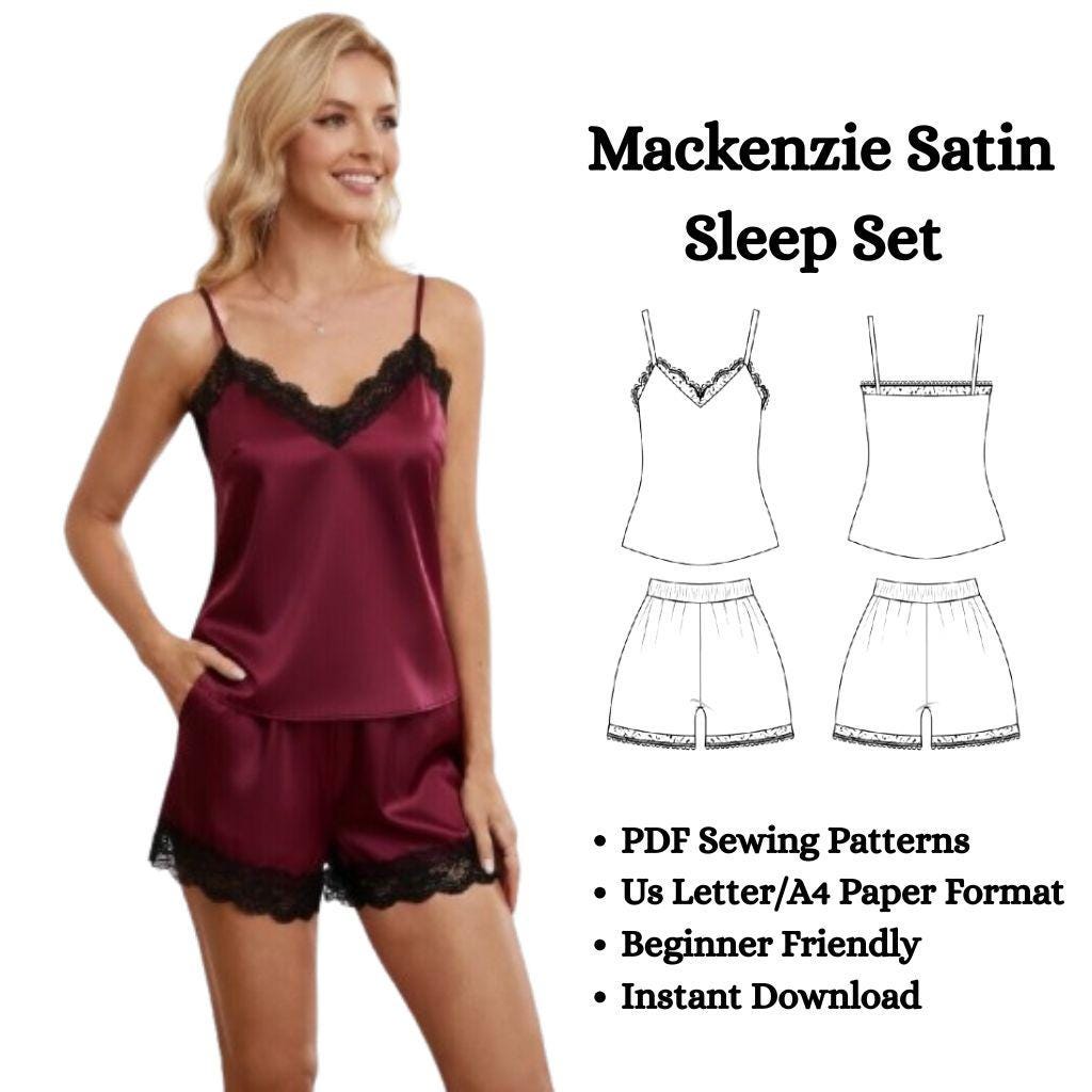 Satin Lace Cami Pajama Set Sewing Pattern (PDF Download) - Etsy