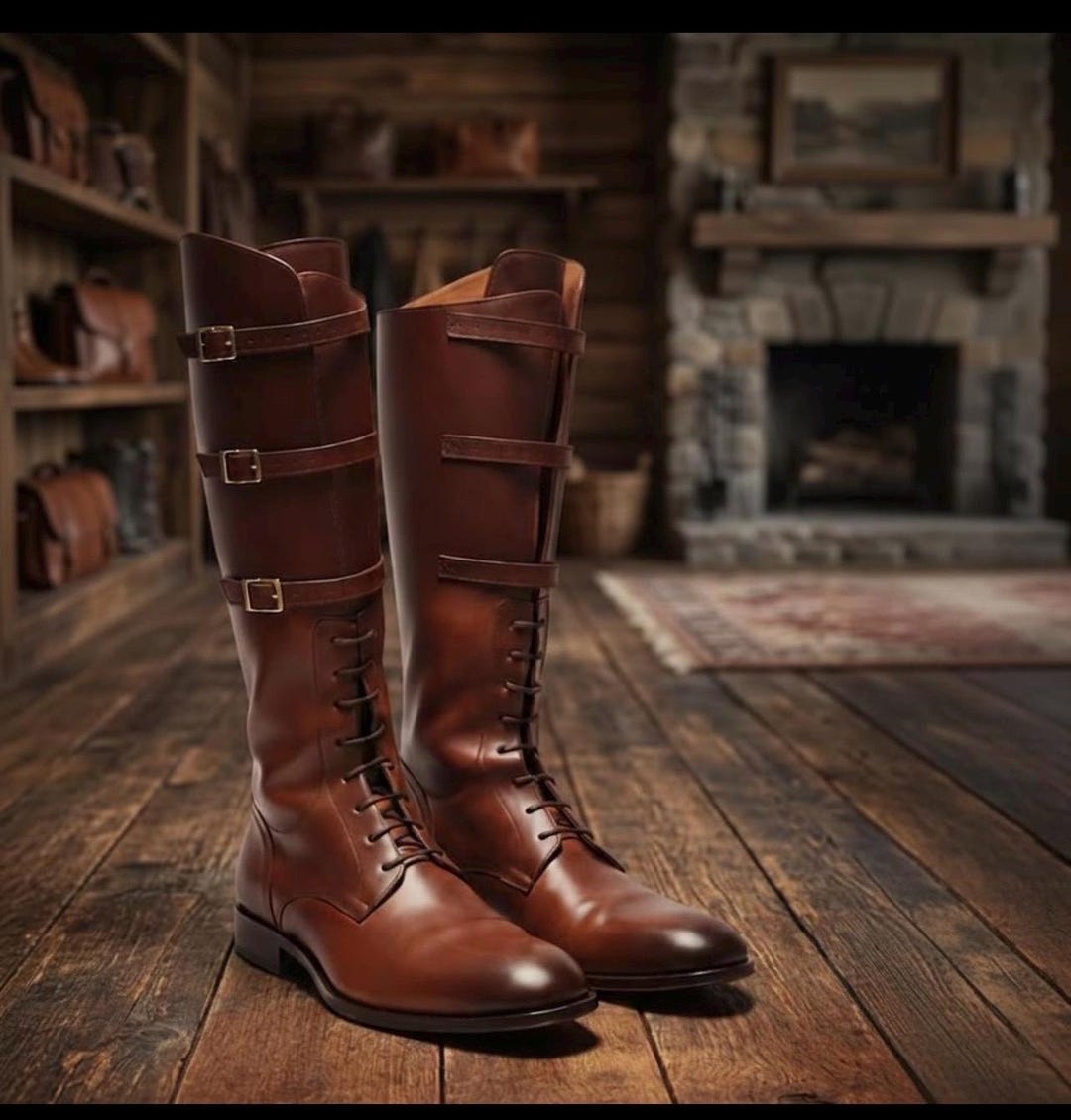 Handmade Brown Leather Riding Boots Men Vintage Equestrian Tall Boots ...