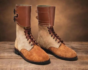 WWII M43 Roughout Leather Fighter Boots US Army Doppelschnalle Schnürstiefel Militärstiefel Männer Vintage Taktische Stiefel (Socken ohne Socken)