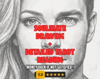 Soulmate Drawing and Detailed Tarot Reading, Psychic Love Sketch, Relationship Prediction