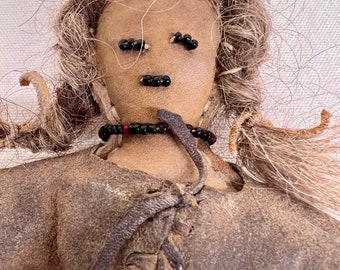 Antique Handmade Native American Buckskin Doll