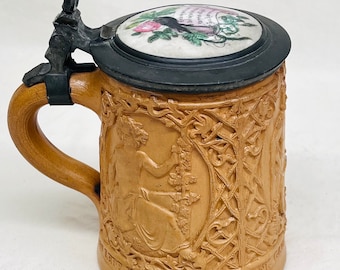 Early Antique German Stoneware Beer Stein, beir seidel, beirkrug