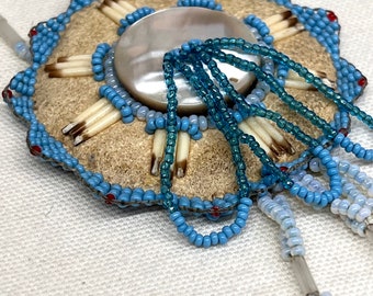 Vintage Native American Porcupine Quill and Beadwork Necklace, Vintage Statement Jewelry Necklace