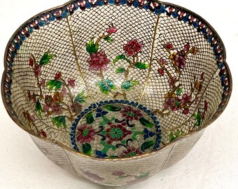 19thC Plique a Jour bowl, Antique Chinese bowl