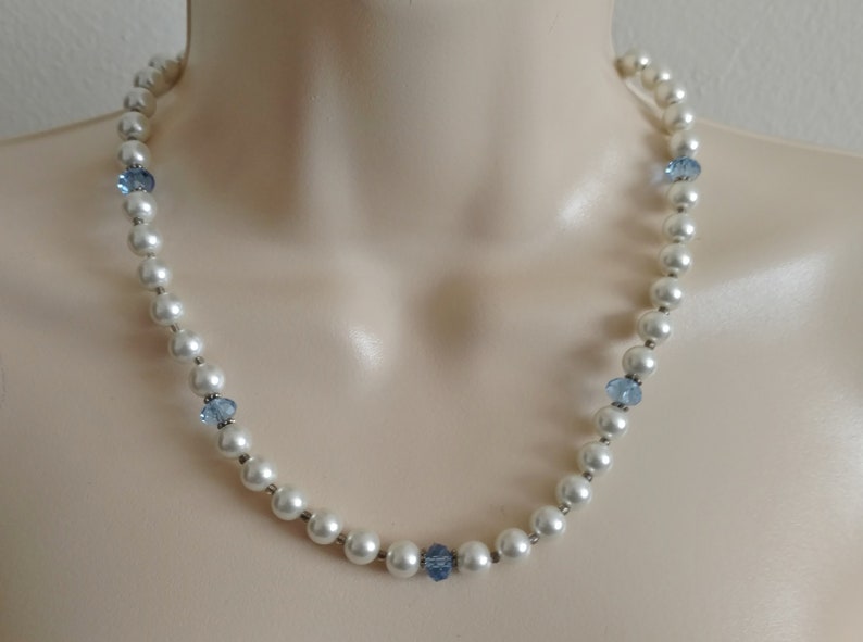 Stunning Blue Topaz Swarovski Crystal Pearl Necklace | Etsy