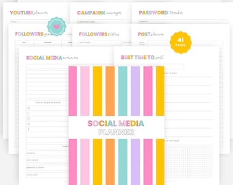Social Media Planner Printable, Content Planner, A4/Letter, Instant Download PDF